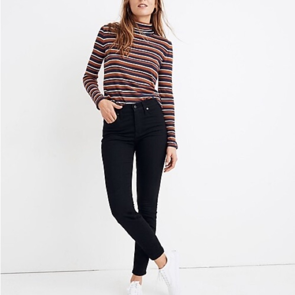 Madewell Black Cotton Blend Denim 9” High Rise Skinny Zip Up Classic Jeans sz 26